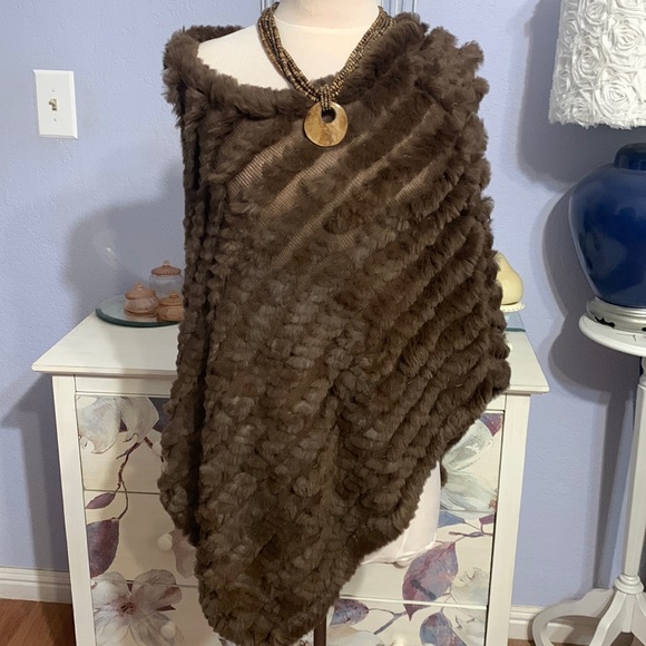 Black Rivet Sweaters Rabbit Fur Poncho Wrap Poshmark